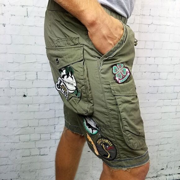 New Just Cavalli Men Khaki Shorts 2 Front 2 Flap Pockets Hiking Trunks US S, XS - Picture 3 of 6